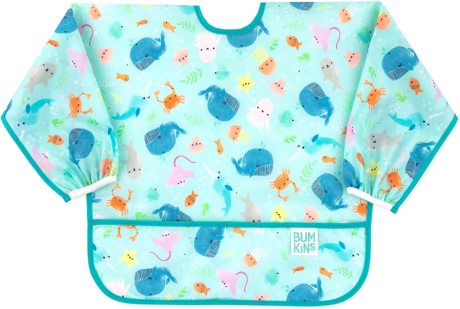 251026152457820_1 Bumkins Sleeved Bib Baby Bib, Toddler Bib, Smock, Waterproof Fabric, Fits Ages 6-24 Months - Image 1